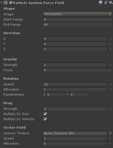 Parçacık Sistemi Gücü Saha Denetçisi Görünümü